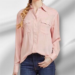 Frye Silver Pink Button Down Shirt